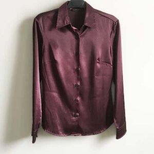 SISLEY Glossy Burgundy Button Down Shirt